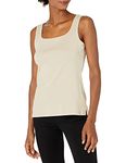 Ruby Rd. Women's 1X1 Rib Square-Neck Sleeveless Tank, Chino, Medium