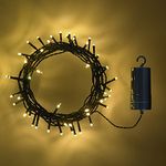 Lights4fun 2 Pack Indoor Outdoor Waterproof Battery Operated Christmas String Fairy Lights 5M on Green Cable with 50 Warm White LEDs & Timer 8 Lighting Modes