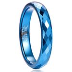 NUNCAD Blue Rings for Men Women Made of Tungsten Carbide Diamond Pattern Wedding Bands Comfort Fit Size T1/2