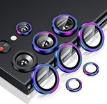 WSKEN for Samsung Galaxy S23 Ultra Camera Lens Protector,[Night Shooting Mode] Scratch Resistant HD Tempered Metal Glass Camera Screen Protector Cover Film Accessories 6.8 Inch,Colorful