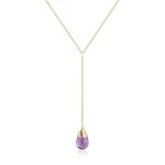 COAI Gold Plated Sterling Silver Lariat Necklace for Women Crystal Necklaces, Amethyst Necklace Long Necklaces Gifts for Her