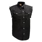 Milwaukee Leather DM1002 Men's Black Lightweight Denim Shirt with with Frayed Cut Off Sleeveless Look - 2X-Large