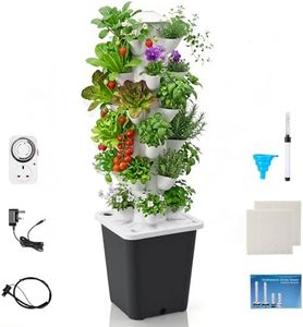 Hydroponic Growing System,6 Layers 30 Pods Hydroponics Tower with Timer,Garden Hydroponics Tower Set with 10L Water Tank and Pump,Aeroponics Growing Kit for Indoor and Outdoor Use of Plants and Herbs