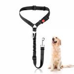 Dog Car Seat Belt Adjustable Headrest Pet Seatbelt Heavy Duty Car Harness Strong Travelling Lead Safety Harness Restraint With Elastic Puppy Seat Belt For Dogs Cats Travel Accessories (Black)