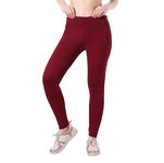 TRASA Active Yoga Pants for Womens Gym High Waist, Tummy Control, Workout Pants 4 Way Stretch Yoga Leggings - Maroon, Size - 4XL