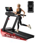 Treadmills for Home with 20% Auto Incline, 14KM/H Foldable Treadmill with Handles, Running Machine for Heavy People, 180KG Weight Capacity, Large Running Belt and Intelligent LED Touch Screen