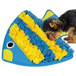 ToriKuri Snuffle Mat for Dogs Pet Feeding Mat 20x20 Inches Blue Tropical Fish Design Sniffing Mat Smell Training Slow Eating Stress Relief Natural Foraging Skills Drain Energy Interactive Feed Game