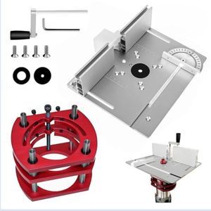 Router Lift Set, Frästisch für Oberfräse mit Frästisch Einlegeplatte, Aluminiumlegierung Planfräsvorrichtung, Router Table, für Nuten Zapfenschneiden Besäumen und Anfasen