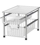 SimpleHouseware Stackable 2 Tier Sliding Basket Organizer Drawer, Chrome