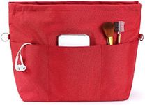 VANCORE Purse Bag Organizer Insert with 13 Pockets, Handbag and Tote Bag Inside Shaper with Zipper (Red, Medium)