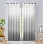 WEST LAKE Gray Ombre Semi Sheer Curtains 84L Gradient Farmhouse Linen Rayon Blend Fabric Drapes Grommets Window Treatments for Living Room,Bedroom,Cream White to Grey,50" Wx84 L,2 Panels