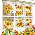 Sunflower Window Clings Large Size Sunflower Window Decals Fall Glass Window Decorations Holiday Birthday Bedroom Nursery Living Room Decor Home Kitchen Office Fridge Decorations Kids DIY Supply