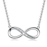 AMIGUO Infinity Pendant Necklace for Women, 925 Sterling Silver Love Heart Necklace Jewelry Gold Plated