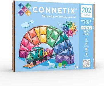 CONNETIX Magnetic Tiles Pastel Mega Pack, 202 Pieces