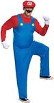 Disguise Mens Mario Costume, Official Super and Hat Adult Sized, Blue, Medium US