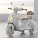 Baybee Vintage Battery Operated Bike for Kids, Ride on Toys Kid Scooty with Light & Music | Baby Rechargeable Battery Bike | Electric Bike for Kids to Drive 1 to 5 Years Boys Girl (Ash)