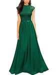 Miusol Women's Formal Sleeveless Floral Lace Bridesmaid Party Maxi Dress, Dark Green, Large