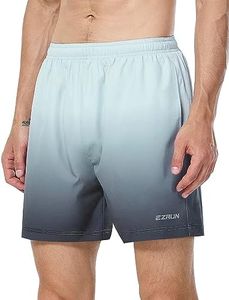 EZRUN Men's 5 Inches Running Workout Shorts Quick Dry Lightweight Athletic Shorts with Liner Zipper Pockets,Gradient Grey,XL
