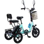 pedenencelia Electric Tricycle For Adults/Electric Trike, 12in Folding Fat Tire 3 Wheel, Range 45-70km, With Large Basket And 48v 10.4 Ah Removable Battery 3 Wheel Electric Bike Green