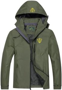 GIISAM Tactical Rain Jacket Men Army Green Lightweight Waterproof Shell Jackets Outdoor Hiking Cycling Raincoat Rain Coats