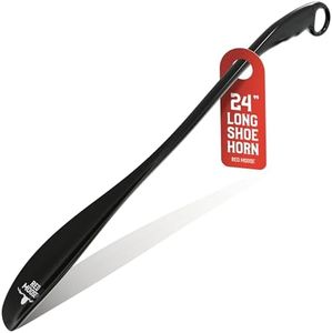 Red Moose Shoe Horn Long Handle Metal 24 inch - Durable and Sturdy for Shoes and Boots (Black)