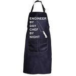 PXTIDY Funny Engineer Gift Kitchen Apron Cooking Lover Gift Engineer By Day Chef By Night Cooking Chef Apron Engineer Geek Gift (Black)