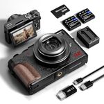 NBD Digital Camera for Photography,4K 56MP Vlogging Camera for YouTube, 180°Flip Screen Digital Point and Shoot Camera with 16X Zoom, Compact Camera for Beginner with 32GB SD Card (Black)