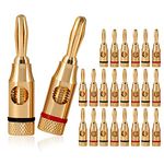 Tuijodaix Banana Plugs Open Screw 24K Gold Plated Plugs Audio Jack Connector for Speaker Stereo Cable, 24-Pack (12 Red, 12 Black)