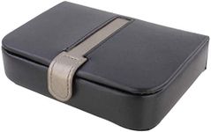 Mele & Co Jamie Black Bonded Leather Cufflink Box, 16 cm x 11 cm x 4 cm