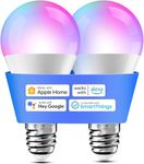 meross Smart Bulb Alexa Light Bulb E27 Works with Apple Homekit, Alexa, Google Home,Voice Control Dimmable Multicolor LED Light Bulb 9W (60W Equivalent), 2 Packs, RGB