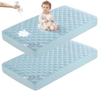 BEDLORE Baby Crib Mattress Protector 2-Pack Waterproof Blue 52"x28"