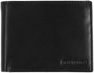 Steve Madden Men's Leather Rfid Blocking Extra Capacity ID Window Wallet, Black, One Size