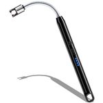 Electric Candle Lighter Long Reach Rechargeable USB C Lighter Electronic Arc Plasma Lighter with Long Flexible Neck for Candles, BBQ, Camping, Grill-(Black)