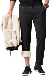 EFAN Mens Sherpa Fleece Lined Sweatpants Winter Thermal Black XL