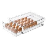 vacane 24 Capacity Egg Holder for Refrigerator Organizer Bins, Clear Egg Storage Container For Fridge Egg Drawer Egg Tray with Non-Slip Pads, Bpa Free Egg Organizer