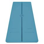 Liforme Evolve Yoga Mat – Free Yoga Bag Included - Patented Alignment System, Warrior-like Grip, Non-slip, Eco-friendly and Biodegradable, sweat-resistant, long, wide and 4.2mm thick mat for comfort - Blue