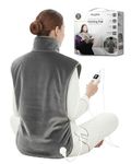 Keplin Electric Heating Pad for Back & Shoulder - 60x100cm -Super Cosy Flannel, 9 Heat Settings & Overheat Protection, 3 Timer Modes (30/60/90 mins), Washable Cover & Remote Display - Grey (Large)