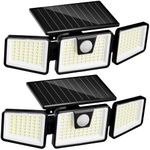 INCX Solar Lights Outdoor with Motion Sensor,Solar Lights for Outside 3 Heads Security Lights,156 LED Flood Light Spotlight, IP65 Waterproof 2 Pack