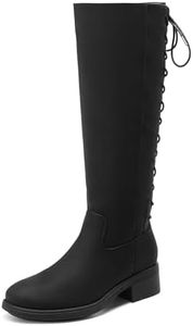 DREAM PAIRS Bottes pour Femmes à la Mode Classique Cuissardes Antidérapantes Bottes à Lacets Confortable et Durable,Size 39,Noir-Nubuck,SDKB2423W