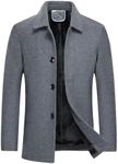 YOUTHUP Men's Short Wool Coat Winter Casual Trench Coats Regular Fit Windbreaker Peacoat, Grey 3005, S