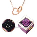 TINGKU Eternal Natural Rose Box with Necklace Engraved & Real Rose, Forever Flower Rose, Preserved Natural Rose in a Box, Eternally Rose Gift Box and Custom Heart Necklace for Girlfriend