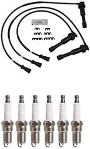 ENA Set of 6 Platinum Spark Plug and Wire Set Compatible with Kia 2002 2003 2004 2005 Sedona 3.5L