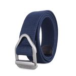 Zacharias Men's Cotton Fabric Army Tactical Solid/Plain Belt pp-29 (Blue_Free Size) (Pack of 1)