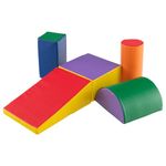 COSTWAY 5 Pieces Kids Climb and Crawl Foam Play Set, Colorful Children's Educational Software Activity Toys, Baby Soft Climbing Blocks for Toddlers, Preschoolers (Orange+Green+Purple)