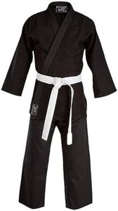 JP Sports Black Karate Uniform for Kids & Adults Lightweight Student Karate Gi Martial Arts Uniform with Belt (5/180)