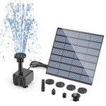 AISITIN DIY Solar Water Pump Kit for Water Feature Outdoor, Solar Powered Water Fountain Pump with 6 Nozzles for Bird Bath, Ponds, Garden, Fish Tank