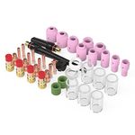 YESWELDER 49Pcs TIG Welding Torch Stubby Gas Lens #10 Pyrex Glass Cup Kit For WP-17/18/26