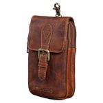 STILORD 'Harper' Phone Belt Pouch Leather Vintage Small Waist Bag for Men and Women Hip Bag Bum Bag Ideal as Travel Bag Running Belt Genuine Leather, Colour:Prestige - Brown