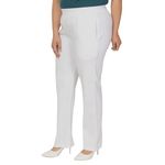 Mlada Curve Straight Fit Plus Size Cigarette Pencil Pants Elastic Waist Band Mid High Waist Formal Office Trousers for Women, Pockets for Travel Stretch Cotton Knit Full Length - White, 5XL