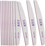 12 Pack Professional Nail File Set Double-Sided 100/180 Grit Emery Board Manicure Tools for Nail Grooming and Styling (White)